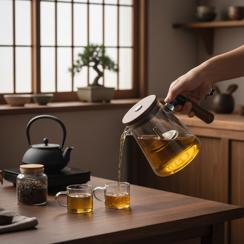 Walnut Pressed Glass Teapot With Tea Separation